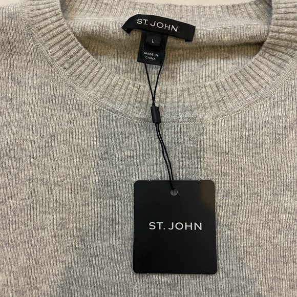 St.John Grey Wool Sweater Size L - Picture 4 of 7
